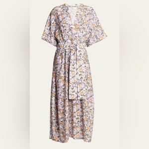 Vince Wisteria Vine Cuffed-Sleeve Belted Maxi Dress